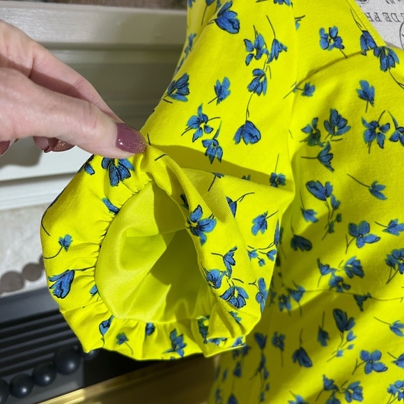 ASOS bright yellow dress with blue flowers - Picture 5 of 8